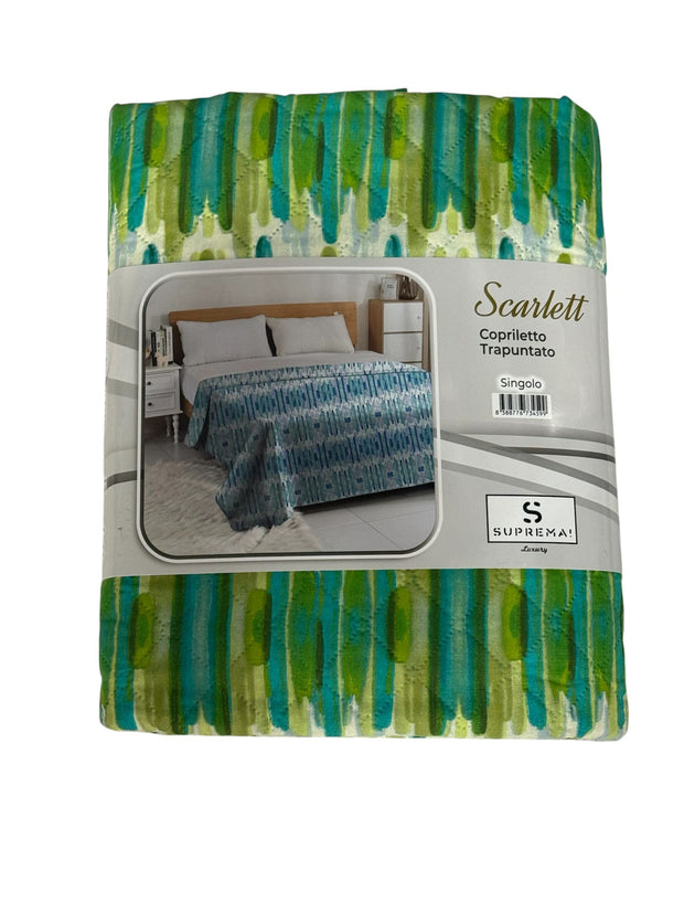 Copriletto Trapuntato Singolo Suprema Scarlett Watercolor – Microfibra Anallergica 100% Poliestere