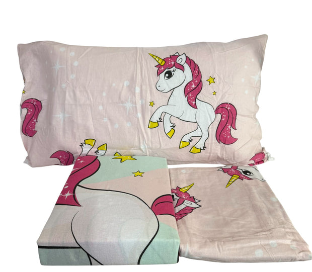Completo Lenzuola Singolo Unicorn Valley – 100% Cotone