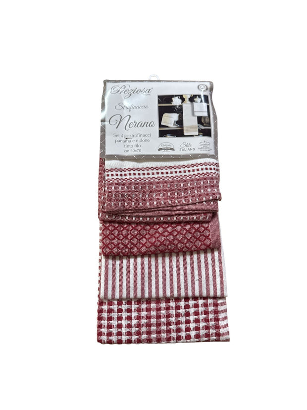 Set 4 Strofinacci Preziosa Home Nerano – Panama e Nidone Tinto Filo, 50x70 cm
