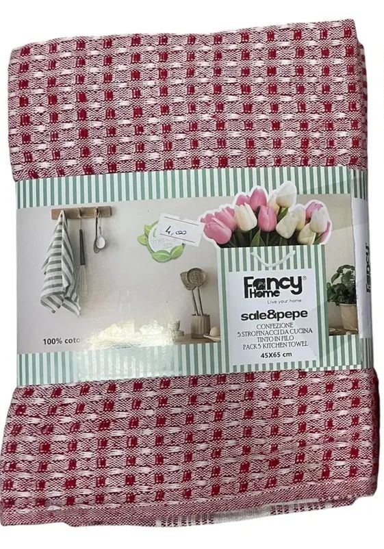 Set 5 Strofinacci Francy Home – Tinto in Filo “Sale e Pepe”, 100% Cotone, 45x65 cm