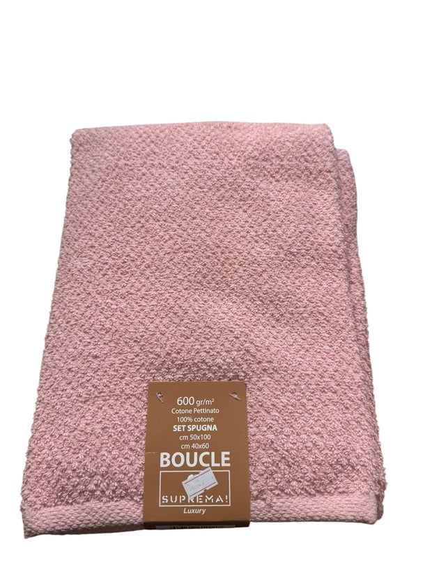 Set Asciugamani Suprema Bouclé 1+1 – 100% Cotone Pettinato, 600 gr/mq