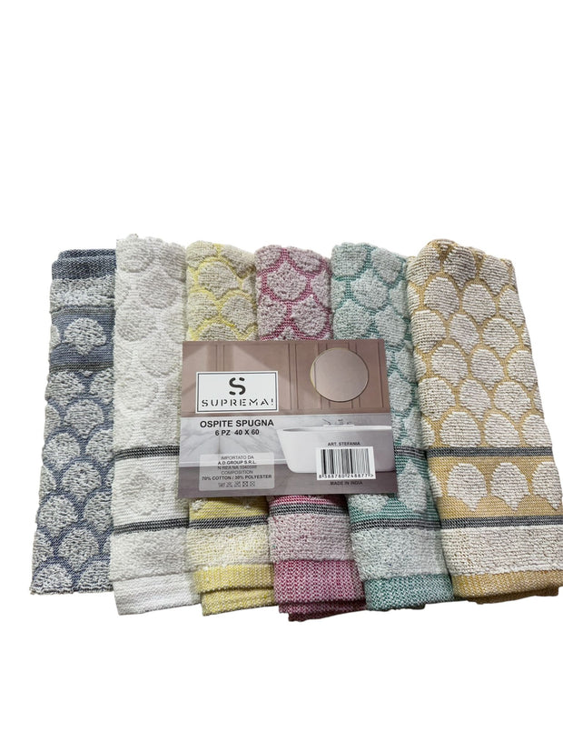 Set 6 Asciugamani Suprema Stefania in Spugna di Cotone – Vari Colori