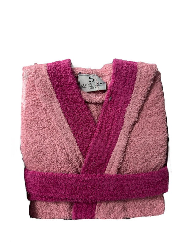 Accappatoio Bimbo/Bimba Suprema in Spugna con Cappuccio, Cintura e Tasche