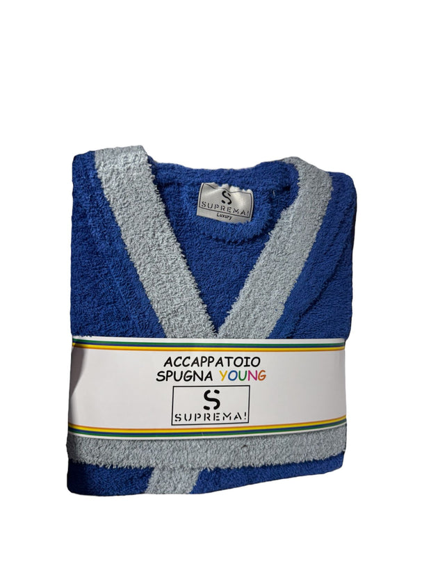 Accappatoio Bimbo/Bimba Suprema in Spugna con Cappuccio, Cintura e Tasche