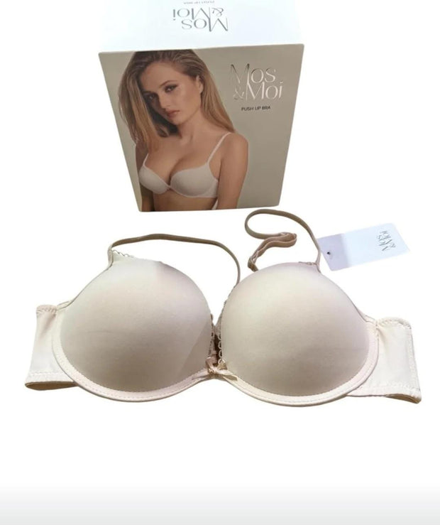 Reggiseno Mos & Moi Push-Up 6899W – Microfibra con Ferretto, Coppe Graduata e Pizzetto