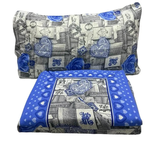 Completo Lenzuola Matrimoniale Flanny Heart Suprema Cotone e Flanella