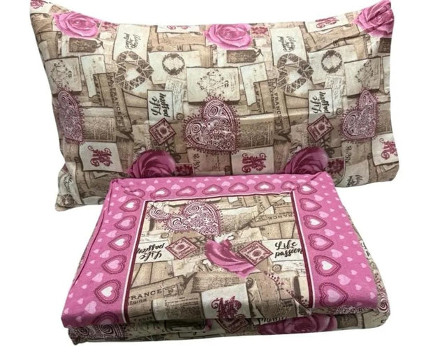 Completo Lenzuola Matrimoniale Flanny Heart Suprema Cotone e Flanella