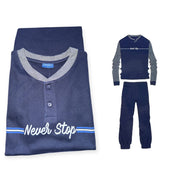 Pigiama Uomo Suprema Leonardo in Caldo Cotone con Scritta “Never Stop”