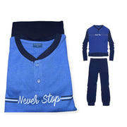 Pigiama Uomo Suprema Leonardo in Caldo Cotone con Scritta “Never Stop”
