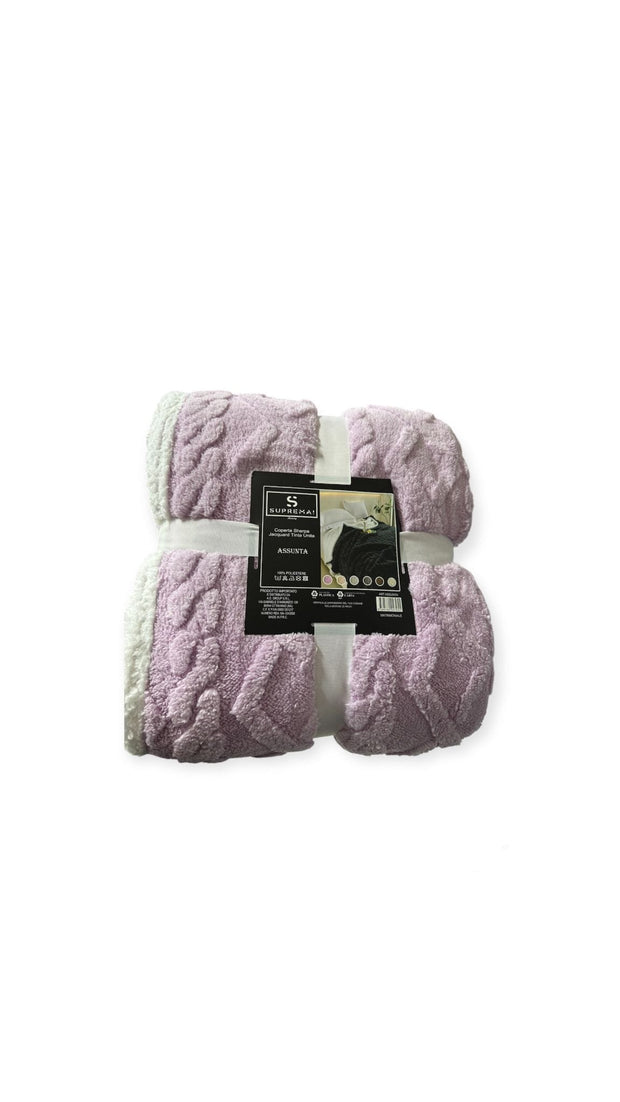 Coperta Plaid Matrimoniale Suprema Assunta – Jacquard Tinta Unita 100% Poliestere