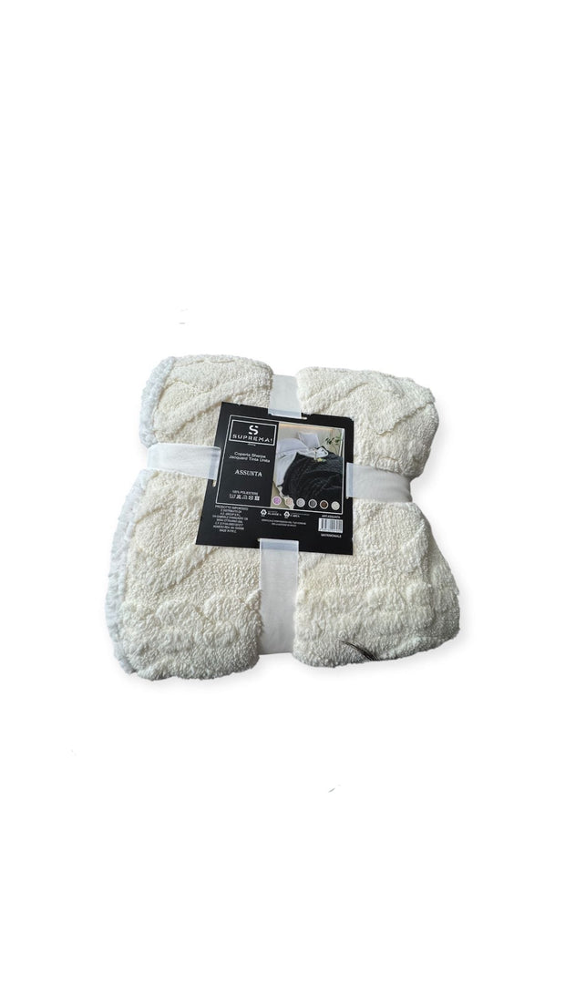 Coperta Plaid Matrimoniale Suprema Assunta – Jacquard Tinta Unita 100% Poliestere