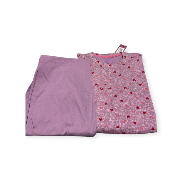 Pigiama Donna Cuoricini Papalina in Caldo Cotone – Manica e Pantalone Lungo
