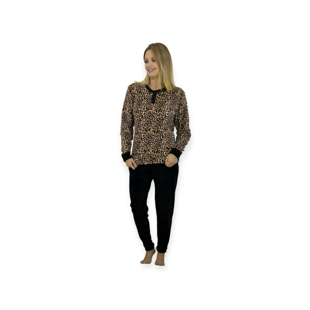 Pigiama Donna Marta Marzotto MM C 74 in Pile Coral – Manica e Pantalone Lungo Serafino