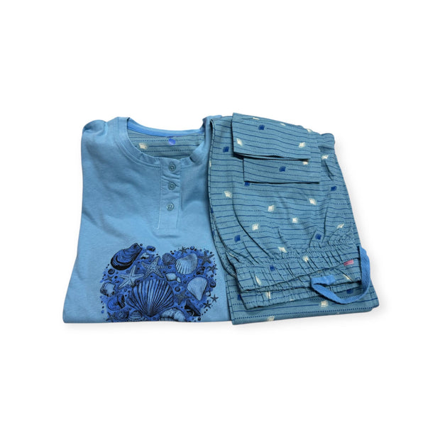 Pigiama Donna Papalina Marino PDM 456 in Caldo Cotone – Manica e Pantalone Lungo