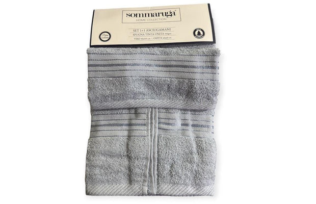 Set Asciugamani Sommaruga 1+1 in Spugna Tinta Unita – Viso 50x105 cm + Ospite 30x60 cm