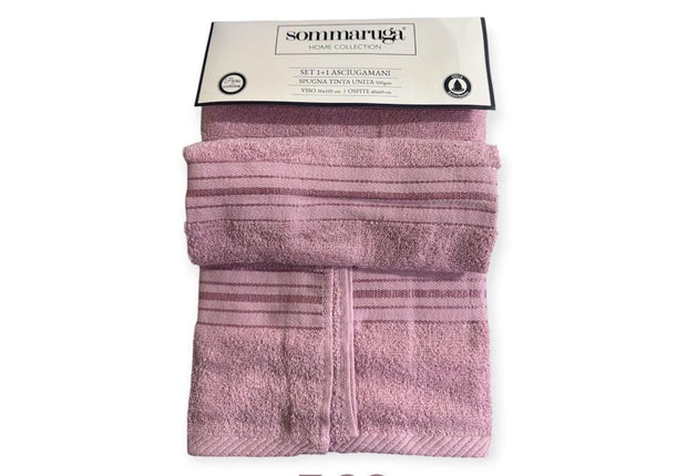 Set Asciugamani Sommaruga 1+1 in Spugna Tinta Unita – Viso 50x105 cm + Ospite 30x60 cm