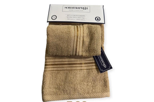 Set Asciugamani Sommaruga 1+1 in Spugna Tinta Unita – Viso 50x105 cm + Ospite 30x60 cm