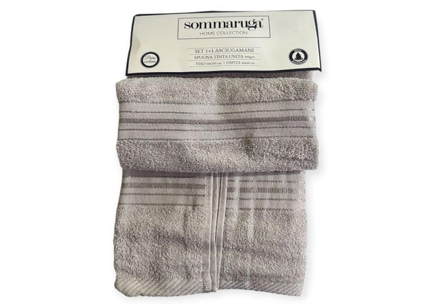 Set Asciugamani Sommaruga 1+1 in Spugna Tinta Unita – Viso 50x105 cm + Ospite 30x60 cm
