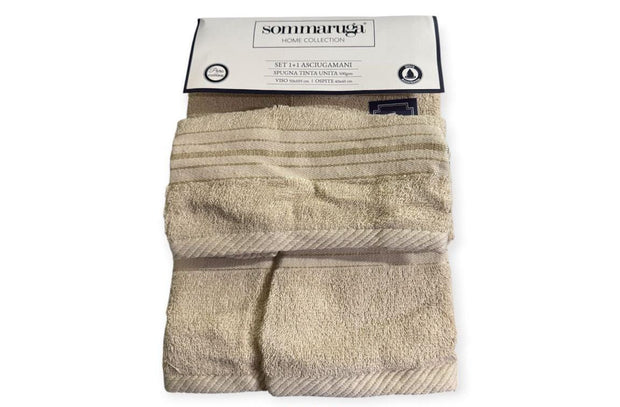 Set Asciugamani Sommaruga 1+1 in Spugna Tinta Unita – Viso 50x105 cm + Ospite 30x60 cm