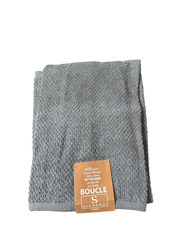 Set Asciugamani Suprema Bouclé 1+1 – 100% Cotone Pettinato, 600 gr/mq