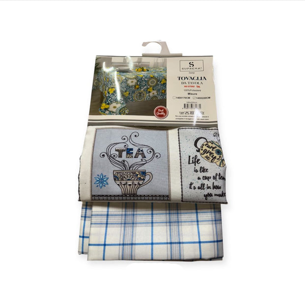 Tovaglia da Tavola x12 Rettangolare Tea Suprema Antimacchia No Stiro 140x220 cm