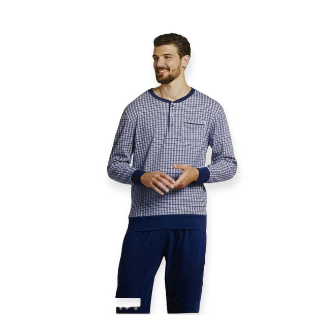 Pigiama Uomo Vanuè Leonard – 100% Caldo Cotone con Motivi Geometrici