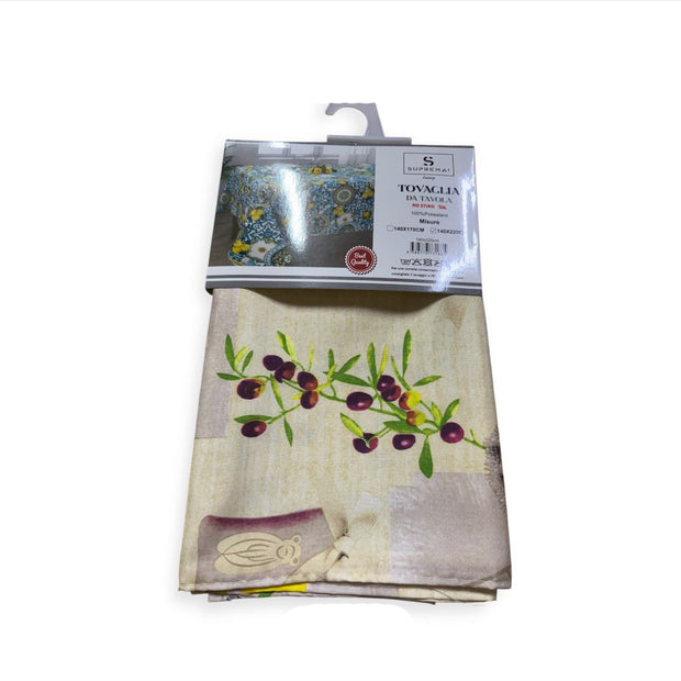 Tovaglia da Tavola x12 Rettangolare Olive Suprema Antimacchia No Stiro 140x220 cm