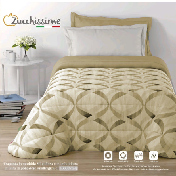 Trapunta Piumone Matrimoniale Zucchissime Mykonos – Microfibra Stampa Digitale 260x265 cm