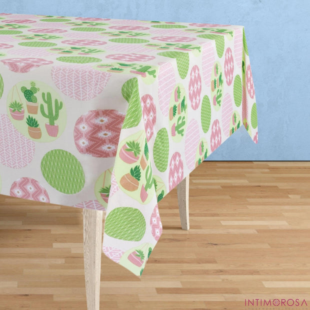 Tovaglia Antimacchia e Idrorepellente Preziosa Angels Cactus – 24 Posti 140x450 cm – Design Colorato