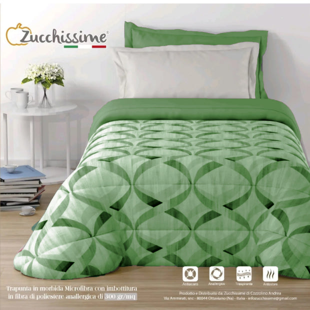 Trapunta Piumone Matrimoniale Zucchissime Mykonos – Microfibra Stampa Digitale 260x265 cm